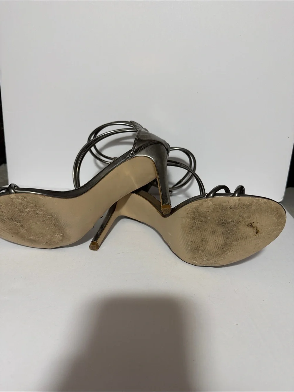 Steve Madden Metallic Gunmetal Strappy High Heel Sandals